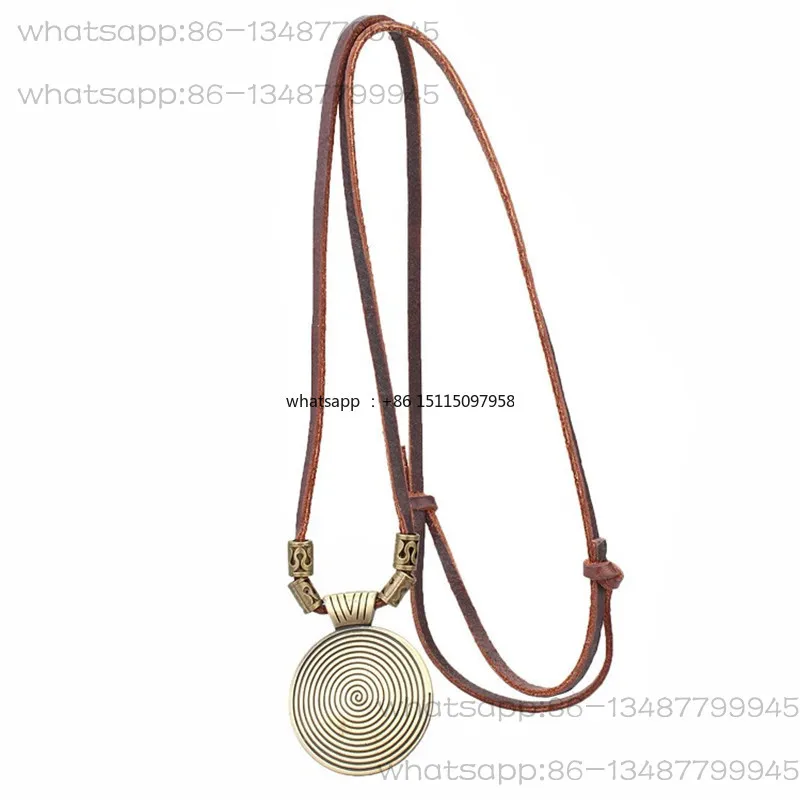 

Personalized trendy brand round annual ring necklace fashionable and simple adjustable long sweater chain pendant