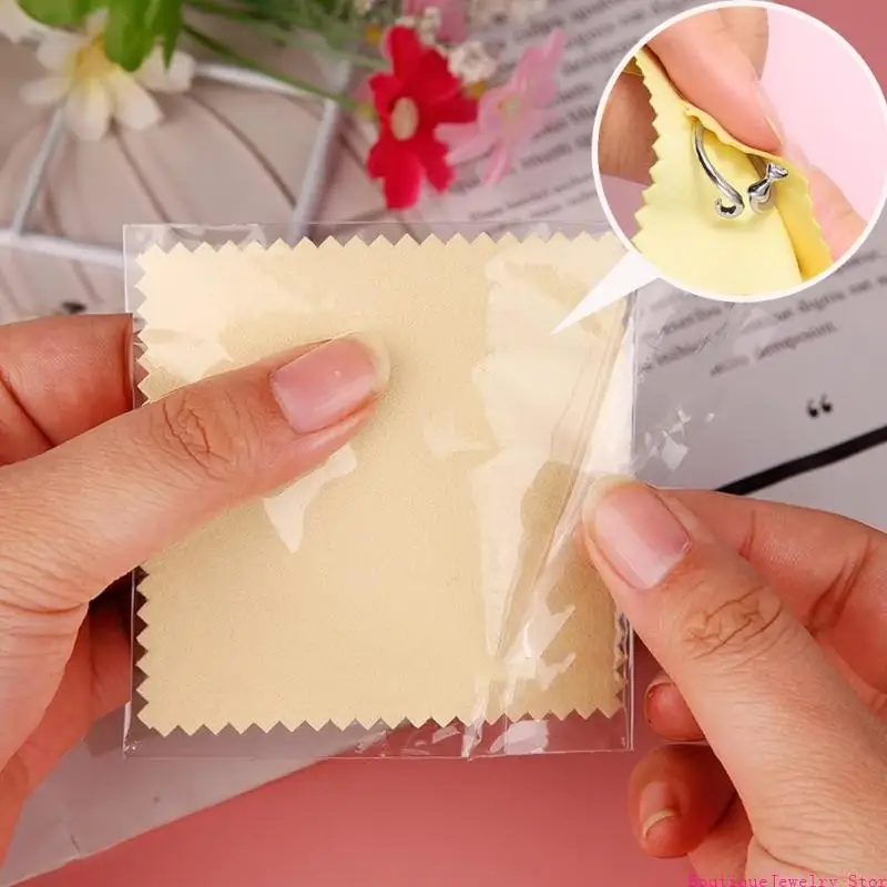E1PE 50Pieces Heavy Type Silver Cleaning Cloth Silver Maintenance Cloth for Restoring to Oxidized Rings Chains Bangles