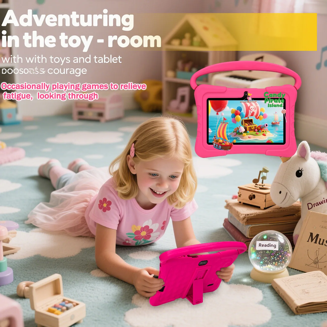 Tablet infantil de 7 polegadas com 2 GB de RAM + 32 GB de ROM + SD Expansão, 3000 mAh, câmera dupla, com controle de pais e educação infantil, presentes infantis