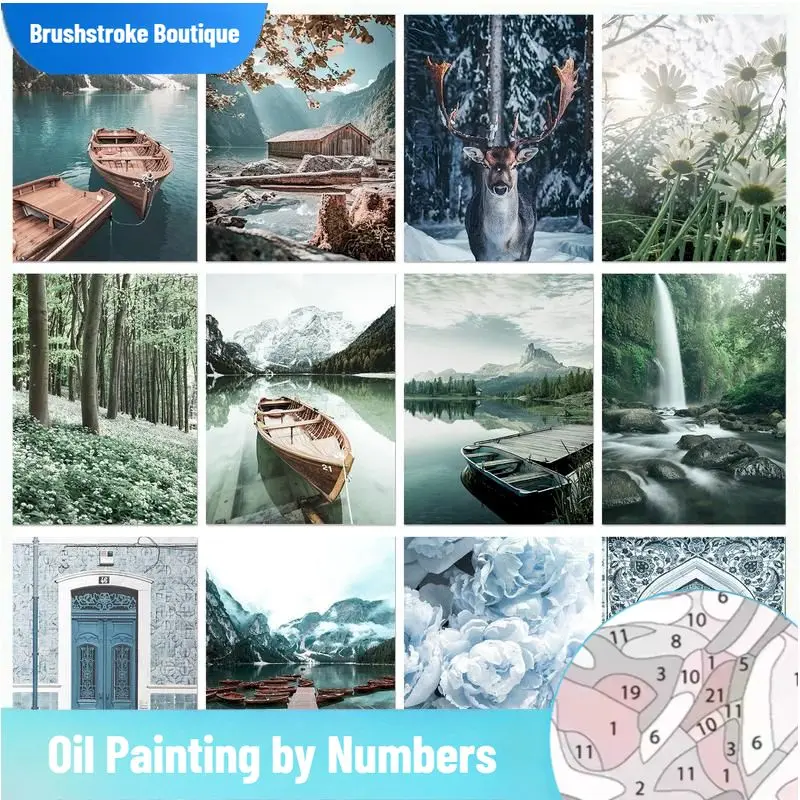 

Brushstroke frameless 40x50cm Paint By Numbers River Landscape Wall Art Diy Gift Acylic Paint Kit For Beginners Picture Colorin