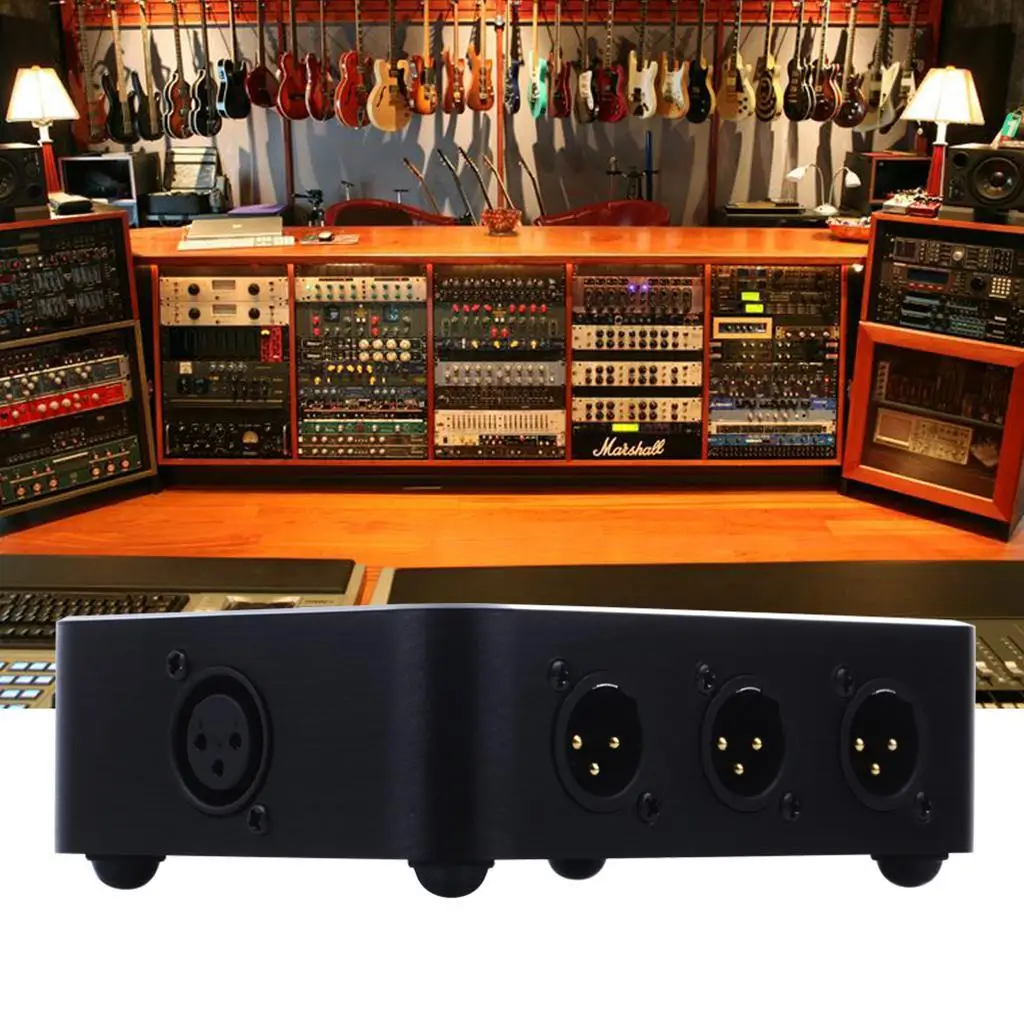 XLR Splitter 6 Level Signal Splitter Audio Speaker Peralatan Studio Hitam