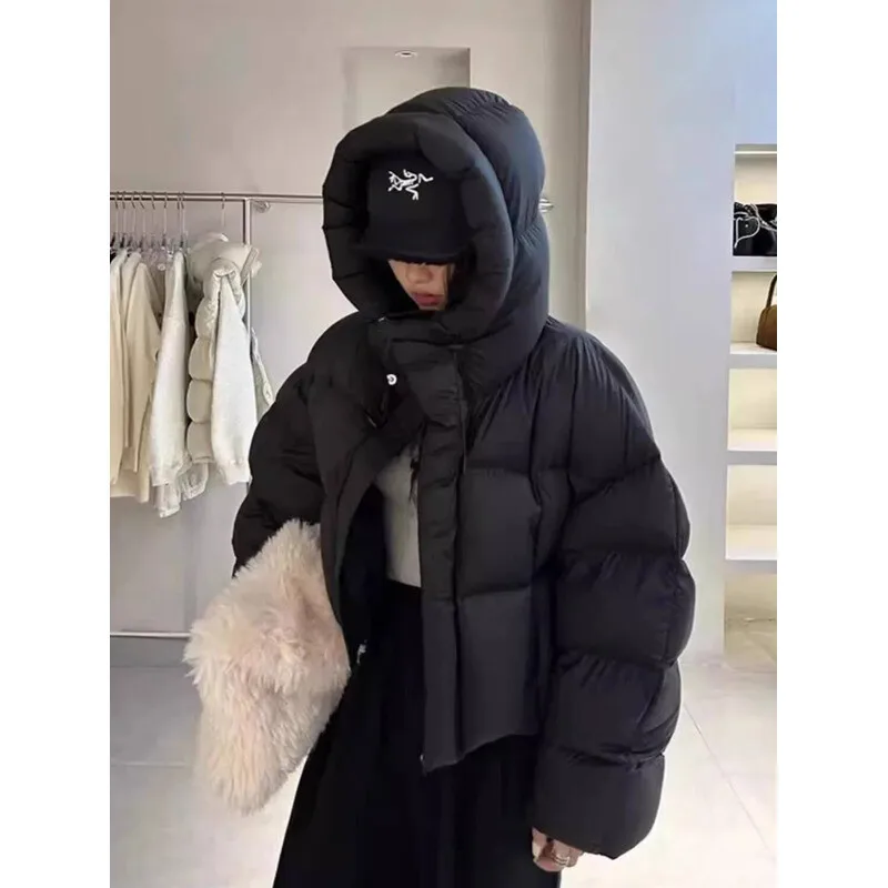 

Women's Puffer Hooded Cotton Coat American Loose Fit Winter Outerwear Warm Zipper Closure