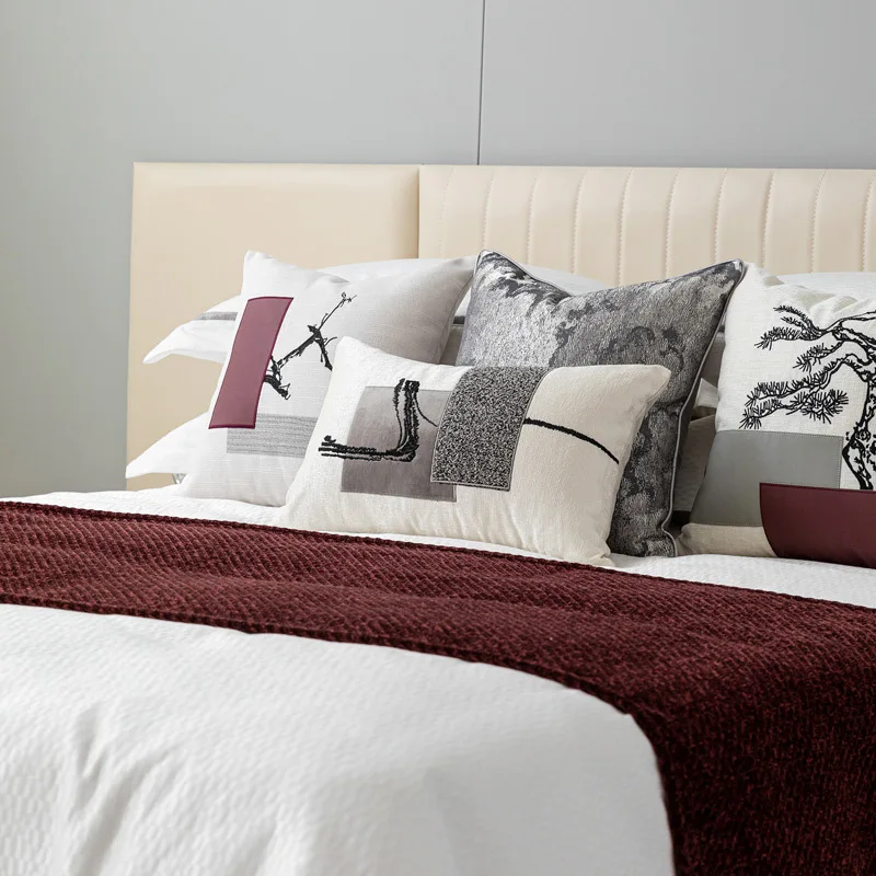 

Роскошный чехол для подушки на талии Vermilion Grey, плиссированный геометрический дизайн, поясничная наволочка для дивана, офиса 30x50 45x45