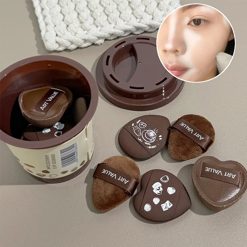 Conjunto de 5 Esponjas de Maquiagem ART VALUE em Formato de Xícara de Café, Esponjas Macias Multiuso para Base, Blush e Iluminador