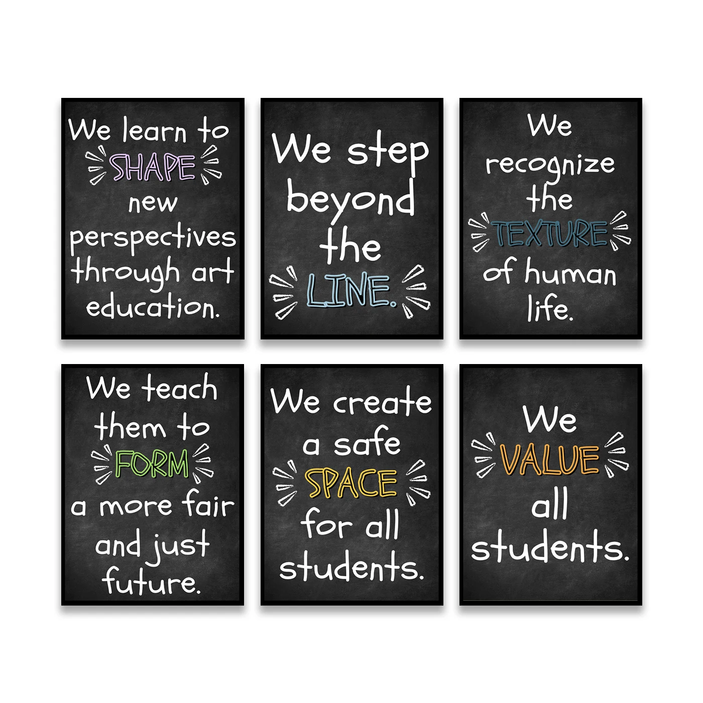 Chalkboard Elements Of Art Classroom Philosophies. Abstract Geometric Design. School Home Education. Wall Decor Poster