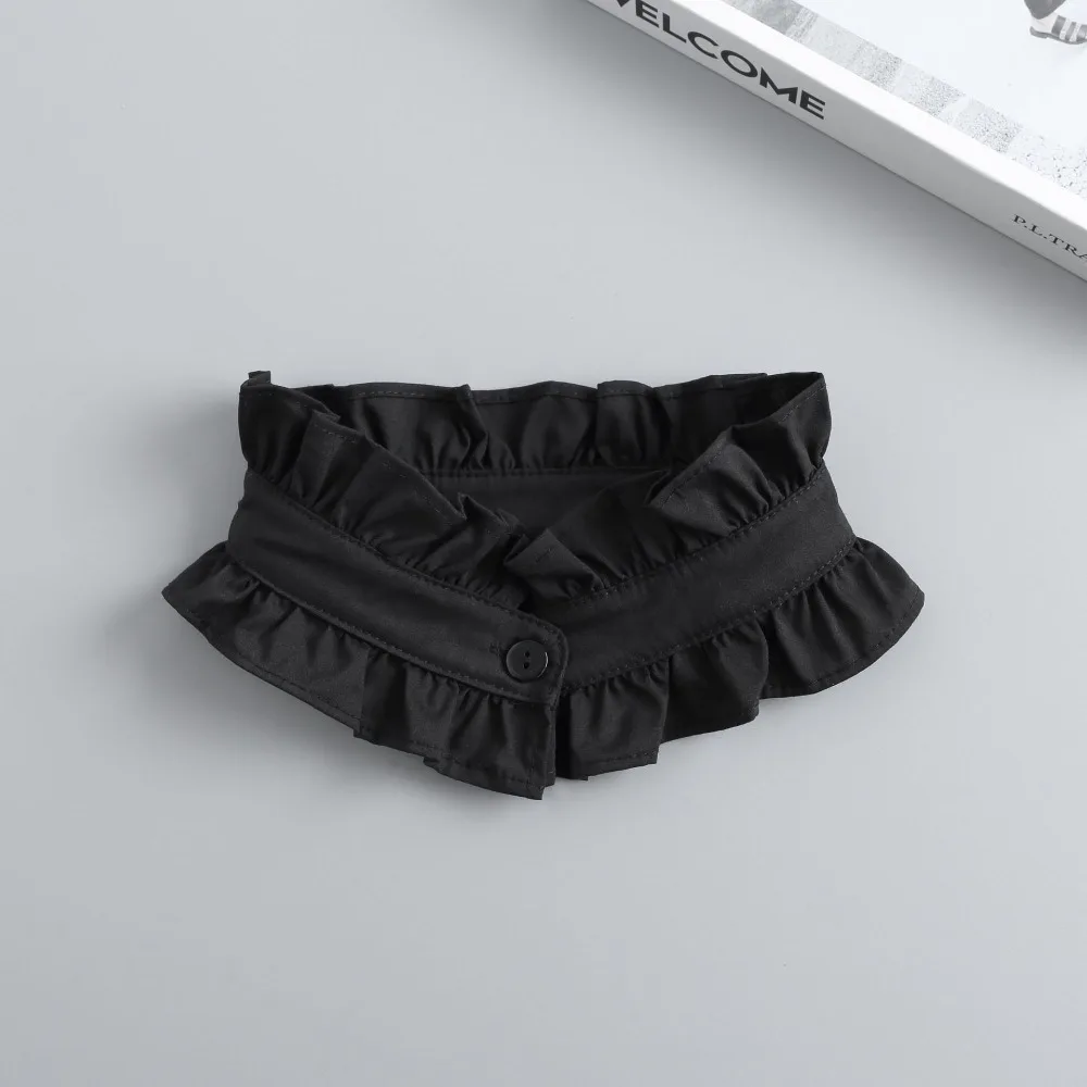 

Elegant Leopard Ruffles False Collar Pleated Shirt Sweater Decorative Detachable Collar Shirt Stand Collar Women