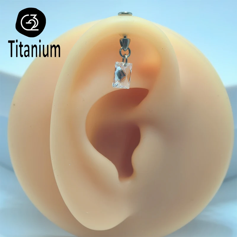 ASTM F136 Titanium Piercing Vertical Internal Thread Stud CZ Labret Earrings Lip Rings Ear Cartilage Helix Piercing Body Jewelry