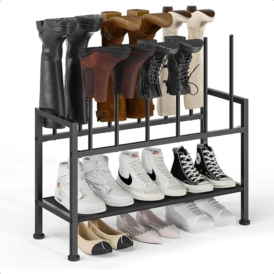 

Free Standing Shoe Racks 3Tier Boot Rack Black Metal Storage Organizer for Tall Boots Sneakers Closet Organizer Multiuse Shoe R