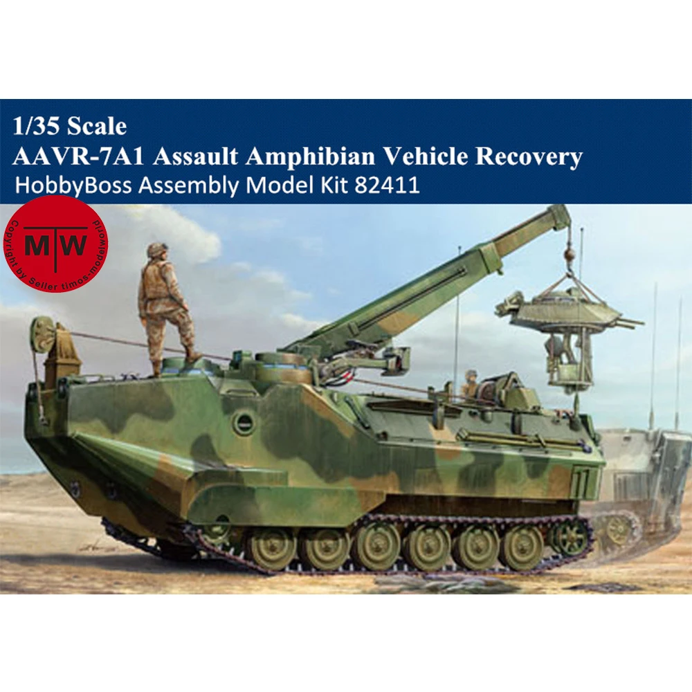 

HobbyBoss 82411 1/35 Scale AAVR-7A1 Assault Amphibian Vehicle Recovery w/Full Interior Military Assembly Model Kits