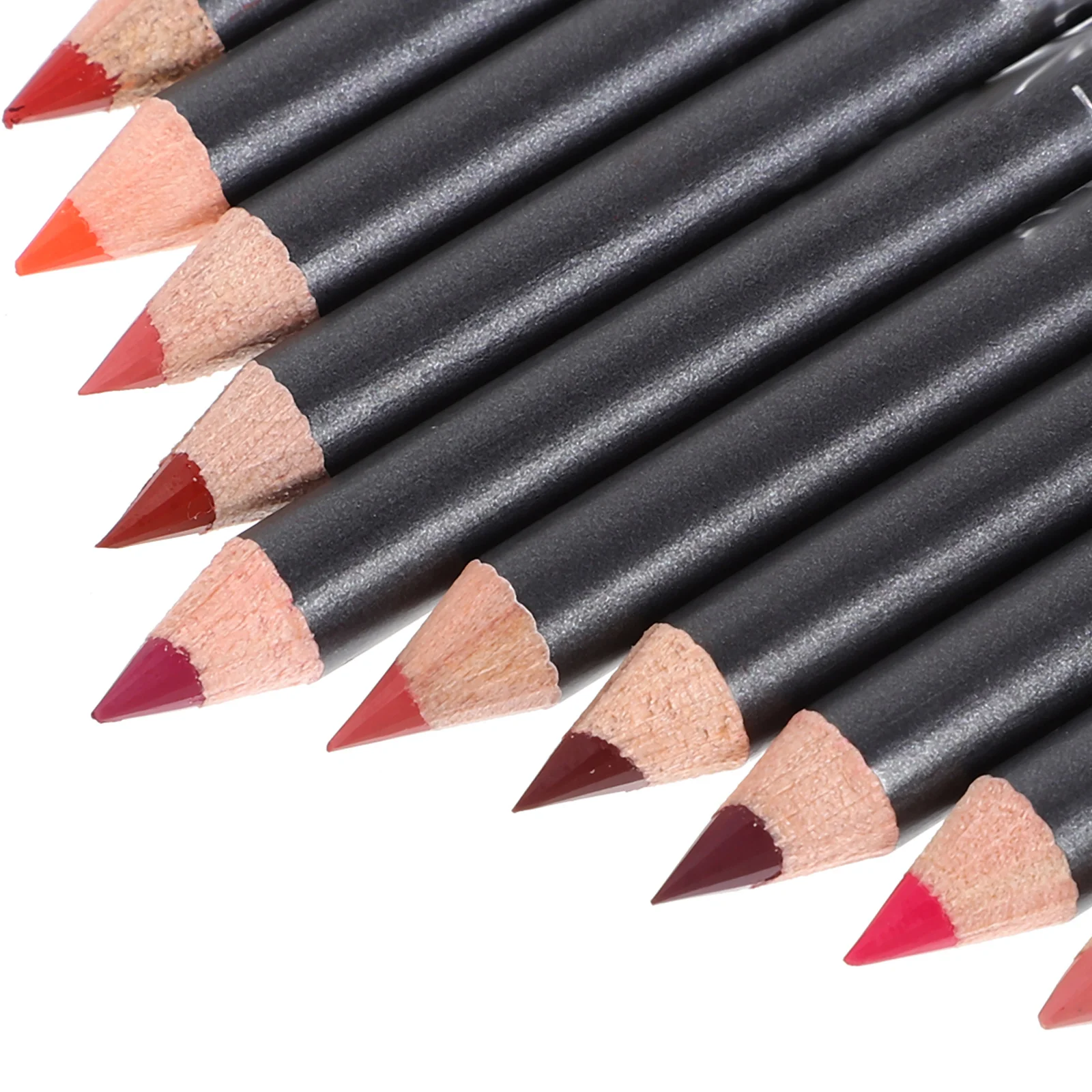 12 قطعة من أقلام تحديد الشفاه الخشبية 12 لونًا متضمنة قلم تحديد الشفاه الطبيعي طويل الأمد لمستلزمات المكياج النسائية #3
