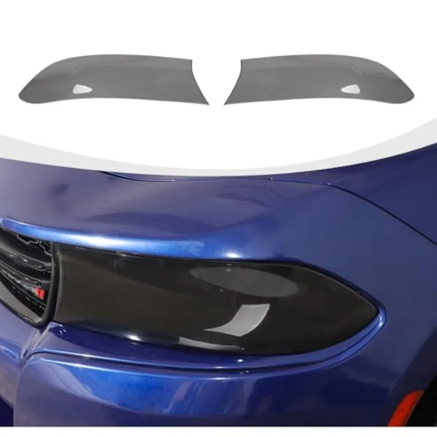

for Charger Cover Smoked Front Head Light Lamp Guard Covers Trim Compatible with 2015-2024 Dodge Charger Exterior Accessories S