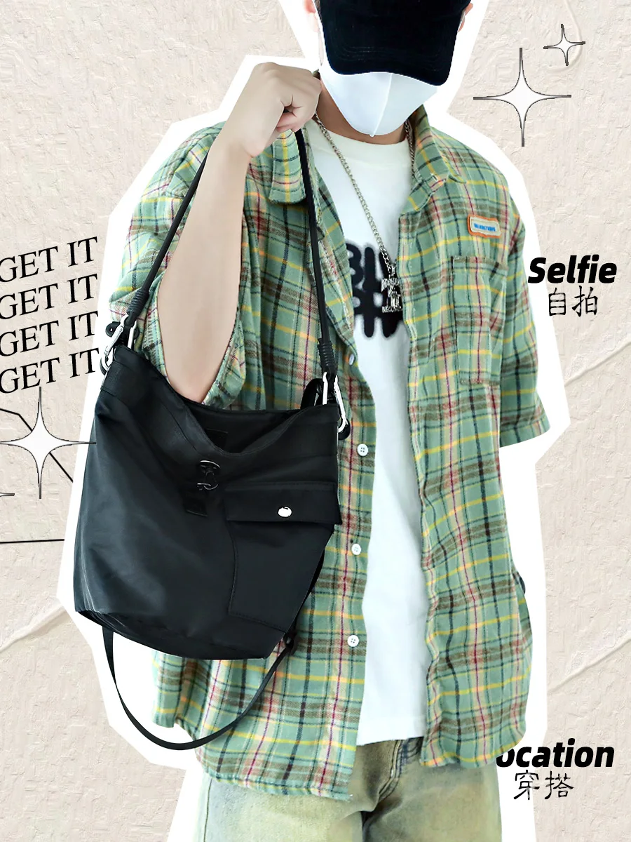 Original high-end niche design messenger bag boy bag shoulder bag tote bag large capacity bucket bag female 2023 new