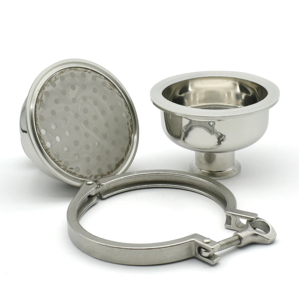 Imagem -04 - Filtro Esférico para Cerveja Caseira 304 316 Braçadeira Sanitária 100 Mesh Adequado para 38 51 mm Pipes 1.5 Três Braçadeiras