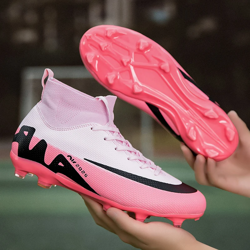 

Men High Top Football Shoes Adult Kids Comfortable Football Boots Top Quality Breathable Sport Outdoor Non Slip Training Shoes