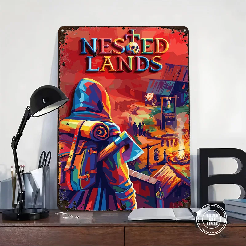 Nested Lands Game Art 3D Printed Texture Poster Personalized Wall Art Retro Metal Tin Signs for Decor Luxury Vintage Decorations
