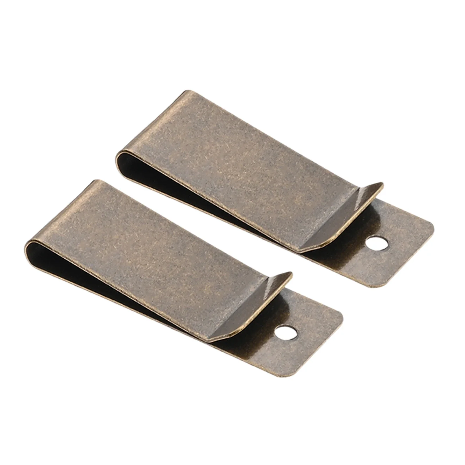 Clip de hebilla de resorte de bronce antiguo, 2 uds., con agujeros, funda, Clip para cinturón, cierre, bolsillo, billetera, gancho para llaves para bolso, Artesanía de cuero