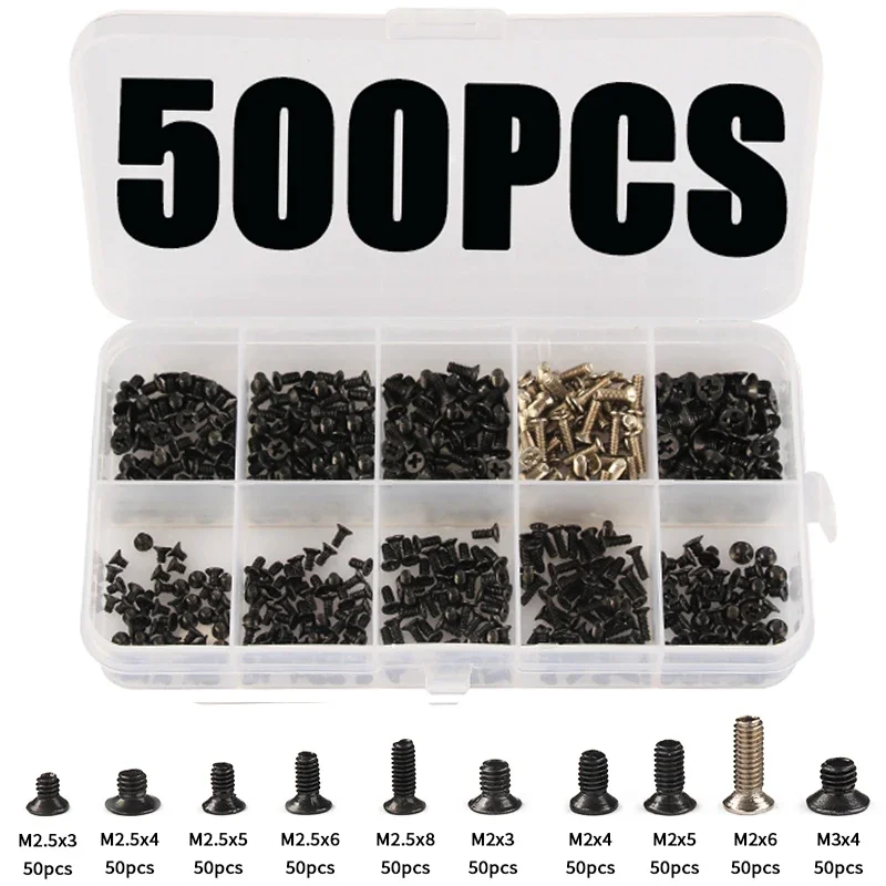 500Pcs Mini Laptop Screws M2/M2.5/M3 Notebook Computer Screw Assortment Kit for IBM For HP For Dell Hardware Parts