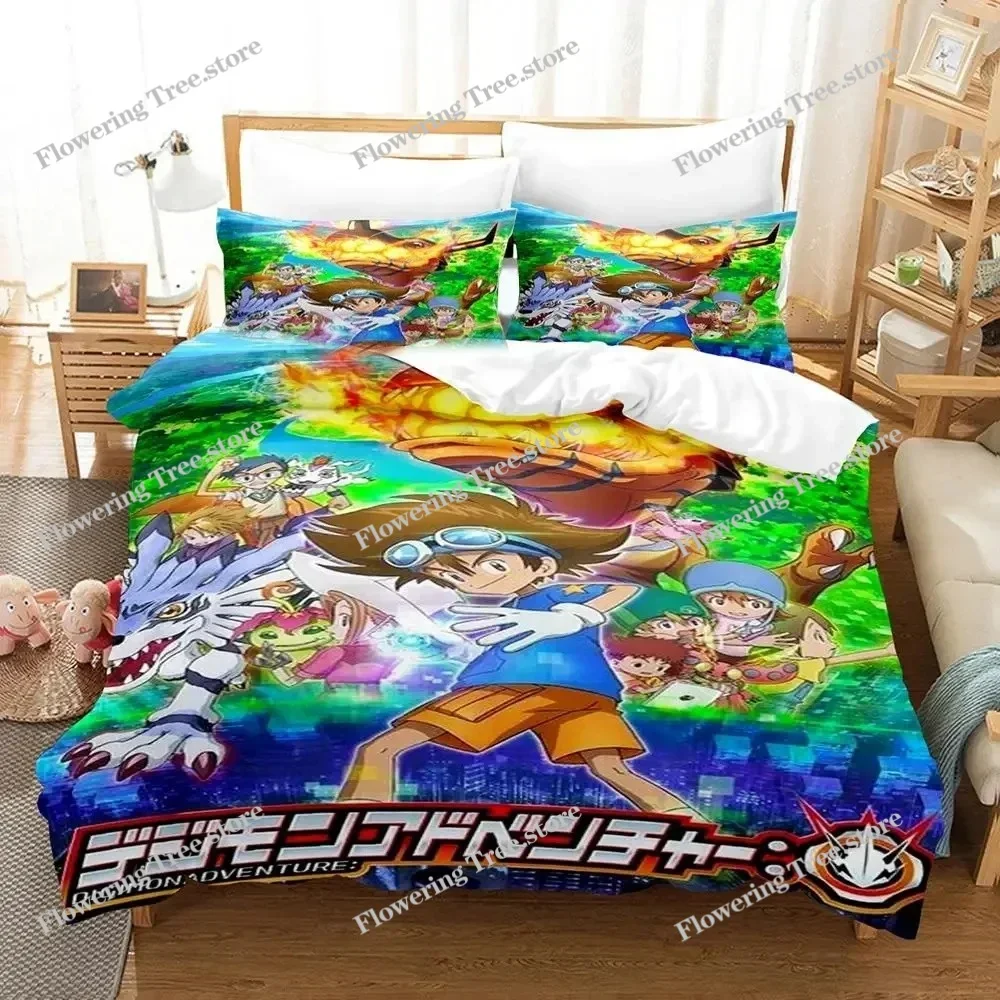 3D Print Anime Digimon Adventure Bedding Set Duvet Cover Bed Set Quilt Cover Pillowcase Comforter king Queen Size Boys Adult
