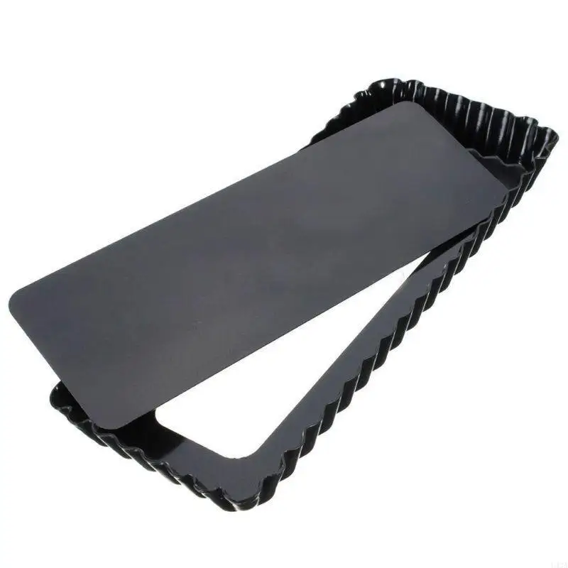 L43A Rectangle Fluted Pie Tart Pan Mold Baking Removable Bottom Nonstick Tool