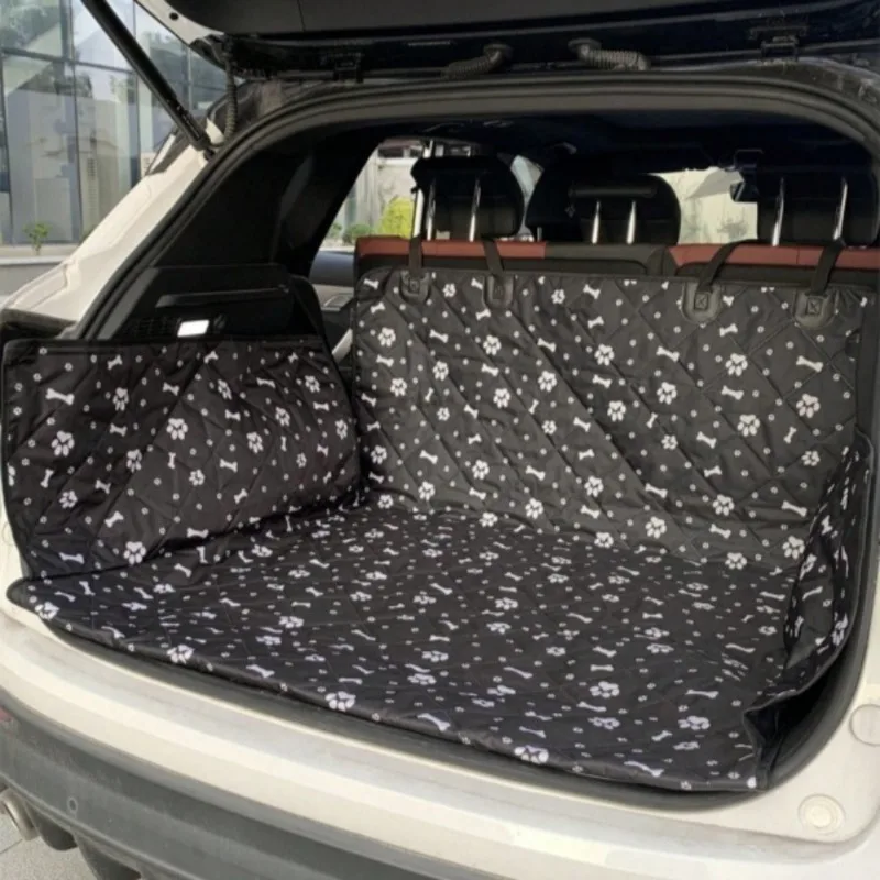 

1PC Fully Foldable Washable Car Trunk Pet Mat - Scratch-Proof, Paw/Bone Print, For Dogs & Cats Road Trips