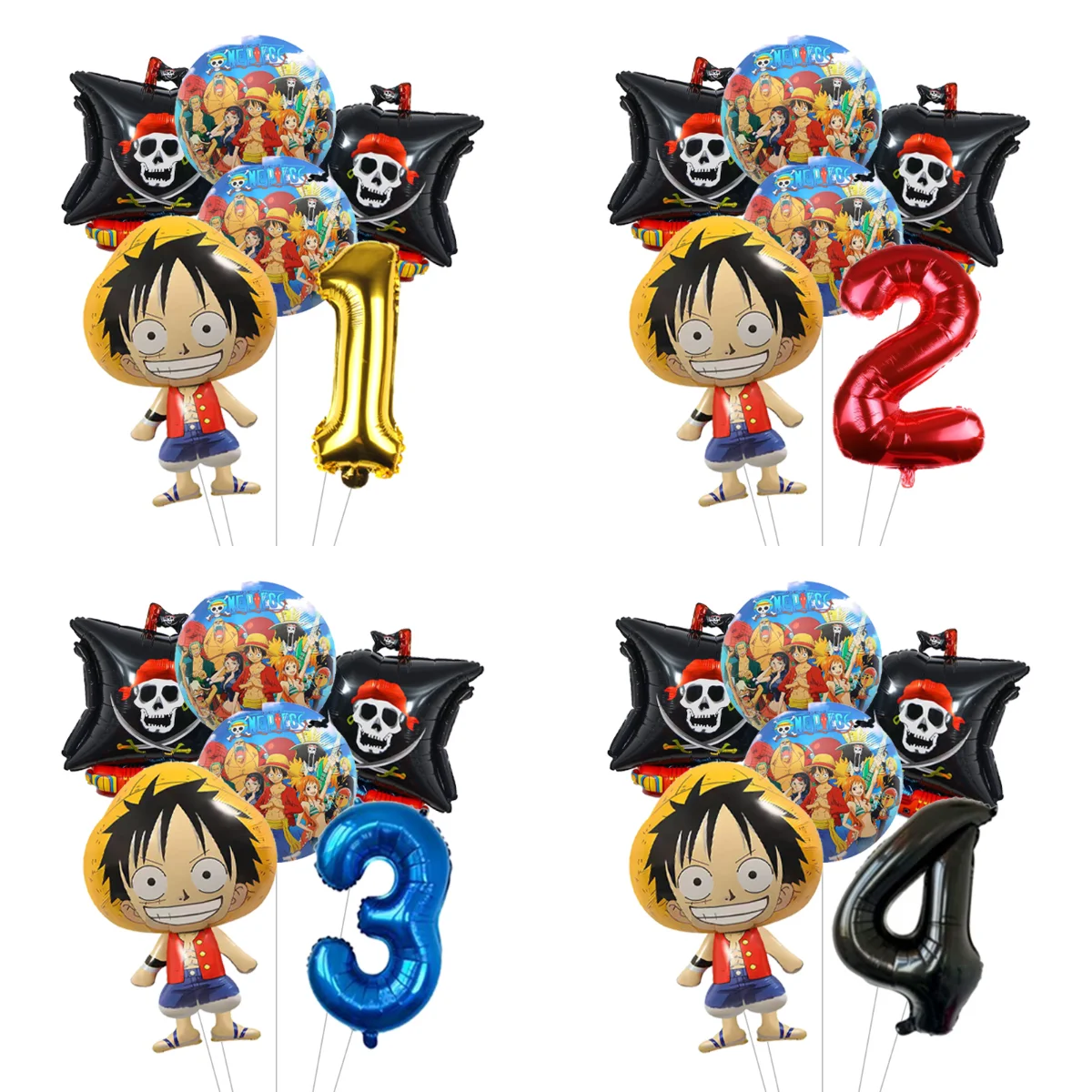 One Piece Cartoon Ballons Anime Figur Folienballons Kinder Geburtstag Party Deko Partyzubehör