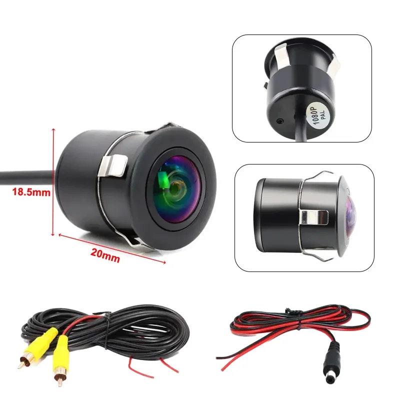 AHD1080P كاميرا الرؤية الأمامية والخلفية للسيارة 170 °   عدسة عين السمكة عالية الدقة للرؤية الليلية للسيارة كاميرا عكسية CVBS