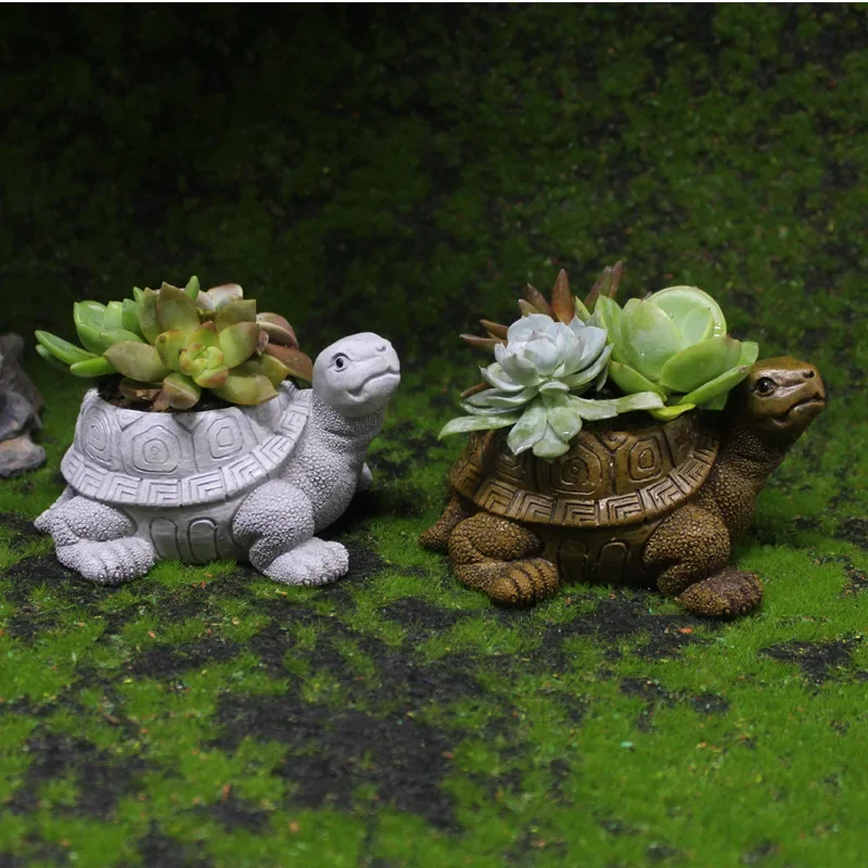 

Creative Resin Succulent Plant Turtle Flowerpot Ornaments Outdoor Courtyard Garden Micro-landscape Animal Bonsai Pot Decoration