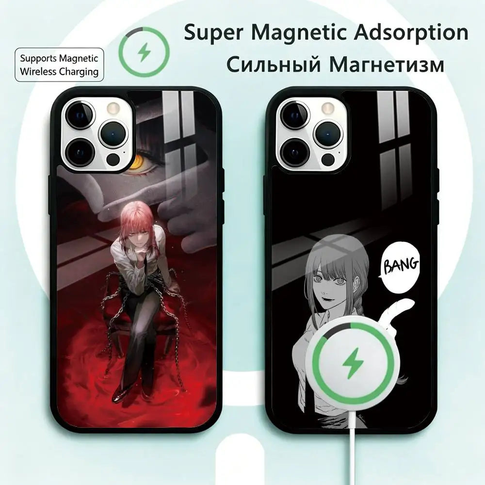 

Chainsaw man Makima Phone Case For iPhone17,16,15,14,13,12,11 Plus,Pro Magnetic Supports Magnetic Wireless Charging