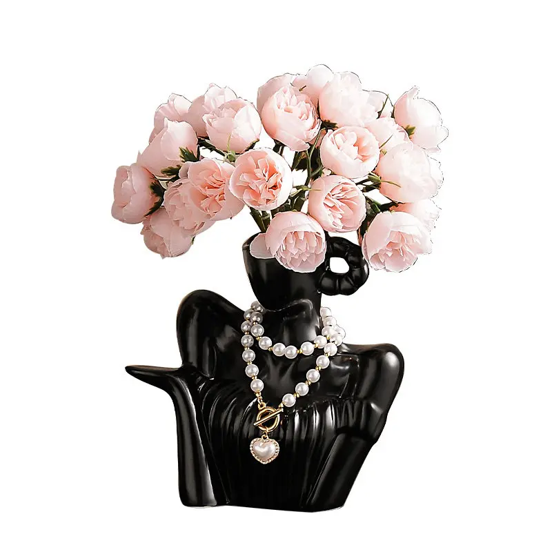 Ceramic Vase Luxury Art Beauty‑Shoulder Design Decor Ornament for Living Room Dining Table Flower Arrangement Home Decor
