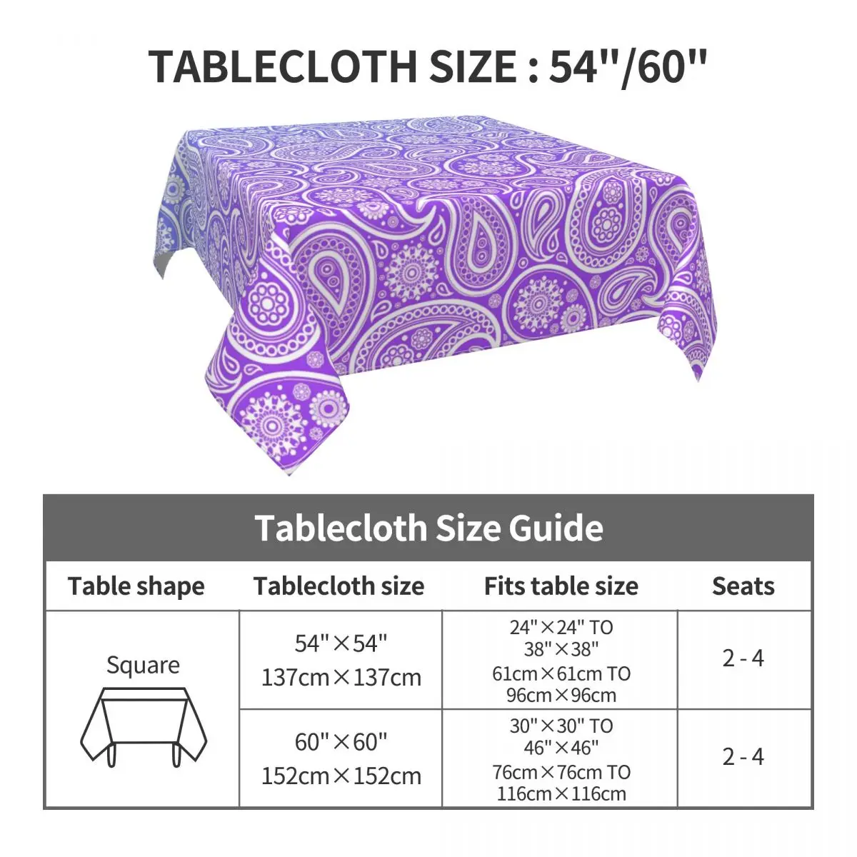 Vintage Paisley Tablecloth Purple Ombre Protector Table Cover Fashion Graphic Table Cloth Decoration For Living Room Dining