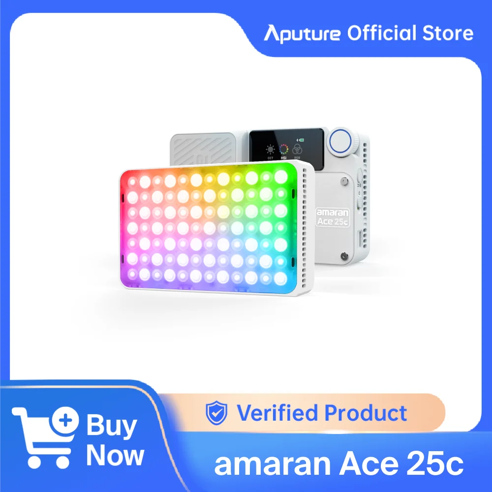 Комплект amaran Ace 25c Полноцветный компактный светодиодный мини-светильник на камеру 2300–10000 К Односекундная настройка с замком amaran Ace от Aputure