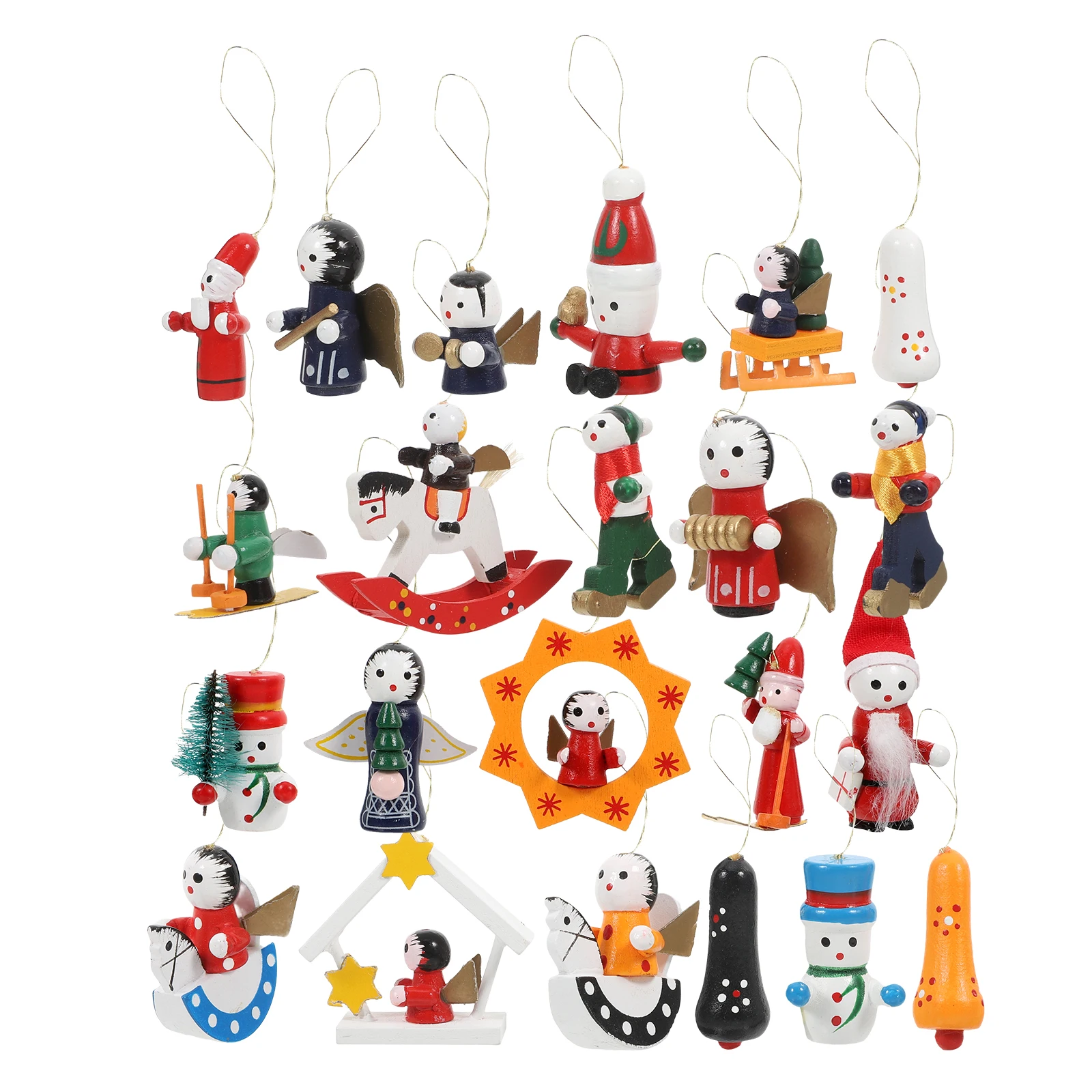 

Set of 24pcs Christmas Wooden Ornaments Handmade Crafted Miniature Christmas Tree Party Decorations