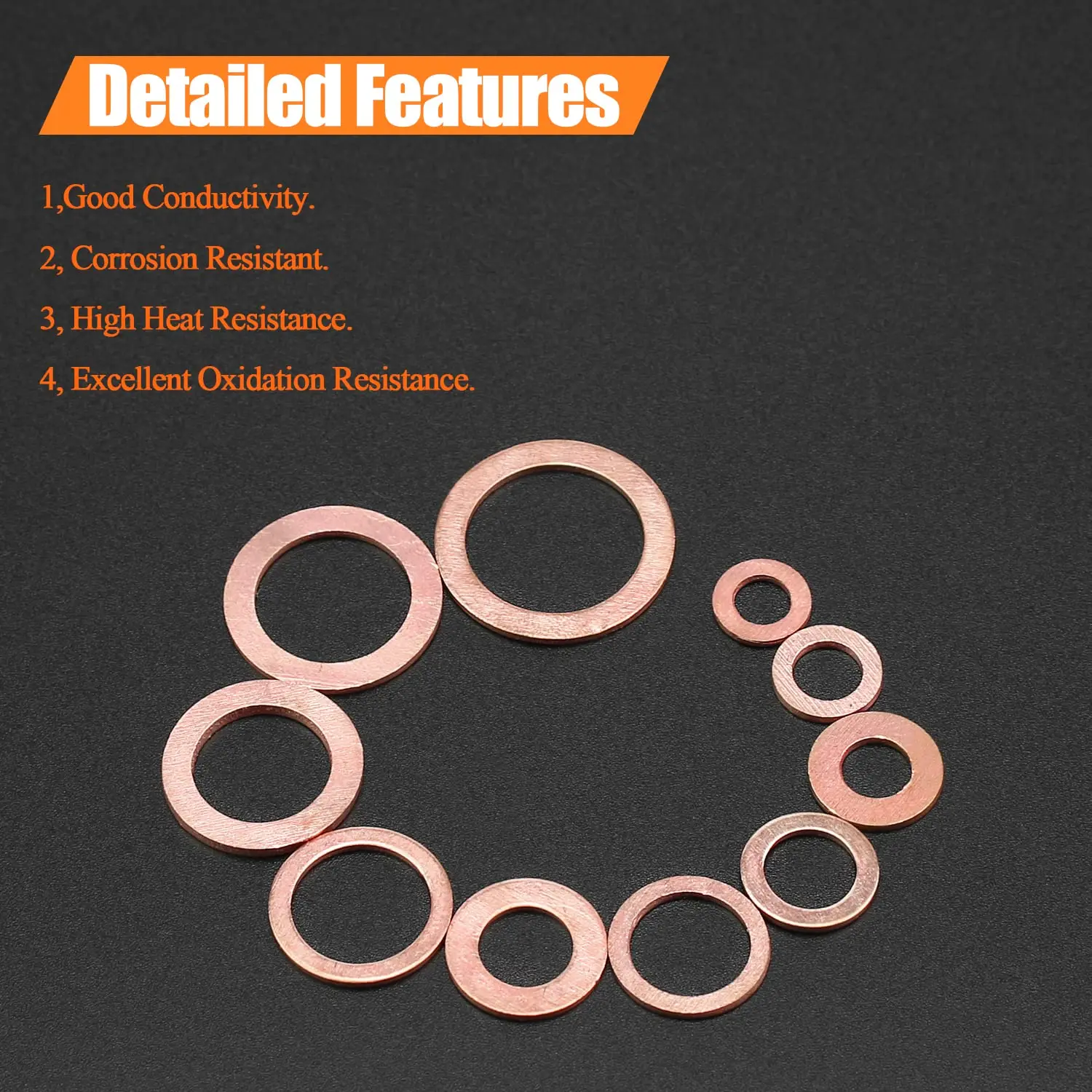 50/100/120 Pcs Copper Washer Sealing Gasket Flat Ring Seal Assortment Kit M4 M5 M6 M8 M10 M12 M14 For Sump Plugs