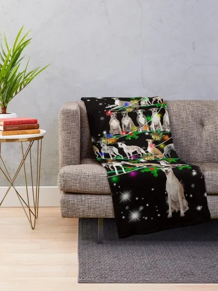 Funny Christmas Whippet Dog Lovers Gift Throw Blanket Hair decorative Blankets