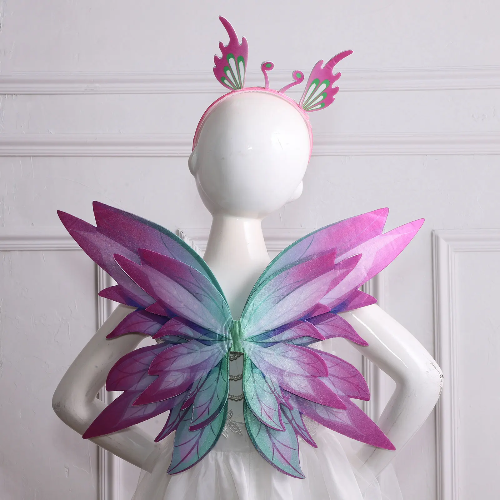 Bambini Flower Fairy Wings Butterfly Elf Wings Set bambini Halloween Angel Wings Performance festival Dress Up Party Costume