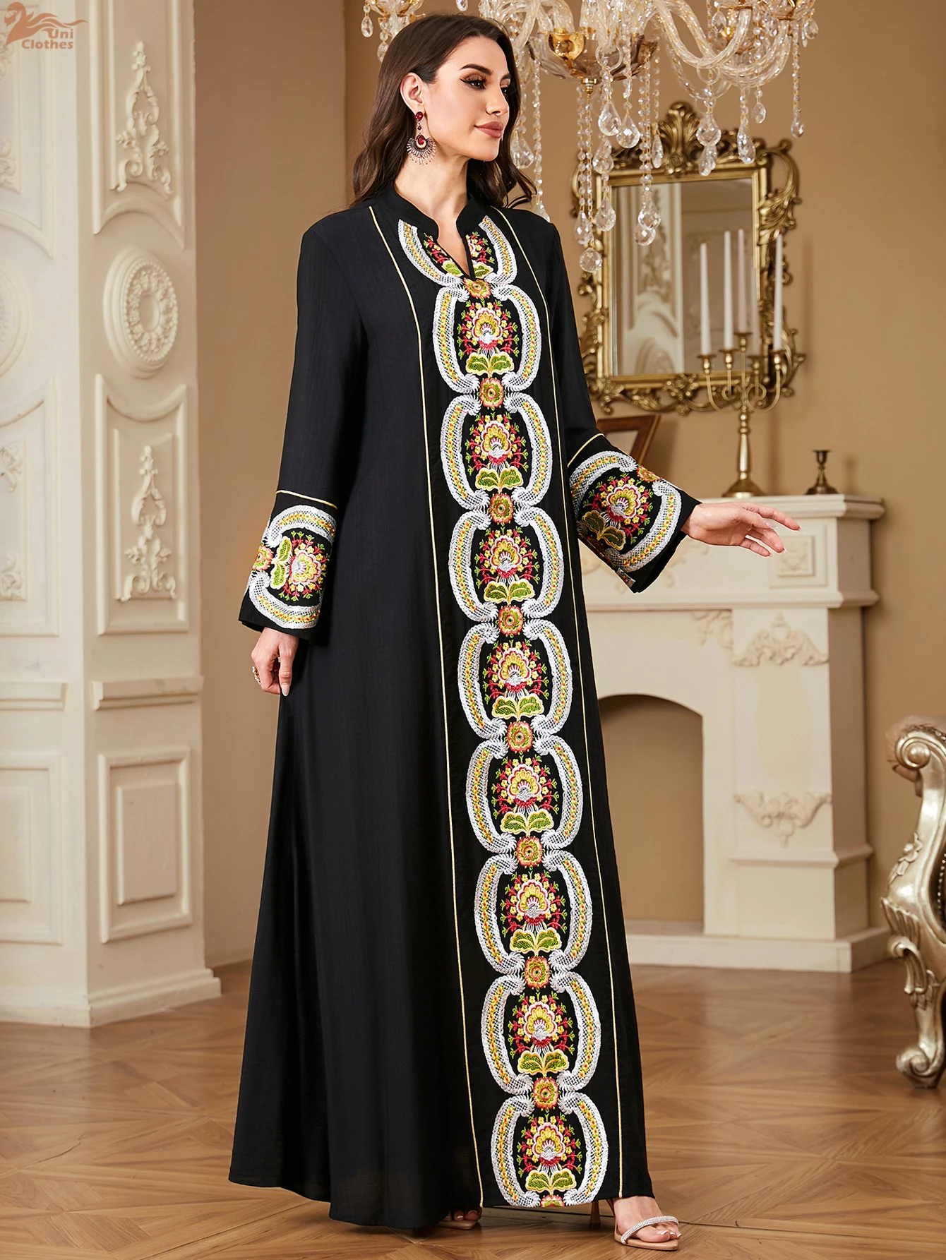 Zahraa New Muslim Embroidery Loose Maxi Dress Kaftan Dresses Womens Dubai Moroccan Elegant Abaya 2026