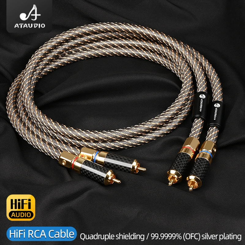 QED One Pair  HiFi RCA Audio Cable OFC Mixed 99.9999% Silver 2 RCA Male to 2RCA Male Cable for Amplifier Mixer Speaker