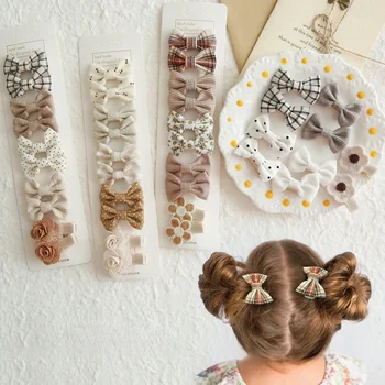 10 ชิ้น/ล็อตเด็กสาว Hairpins น่ารัก Headwear อุปกรณ์เสริมผมโบว์สําหรับ Babys Scrunchie คลิปผมเด็ก Barrettes Headwear