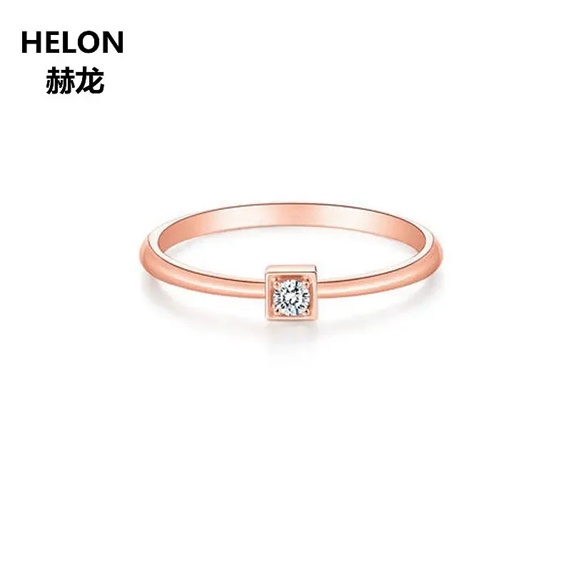 

Solid 14k Rose Gold Natural Diamonds Engagement Wedding Ring for Women Classic Fine Jewelry 0.026ct SI/H Full Cut Gift