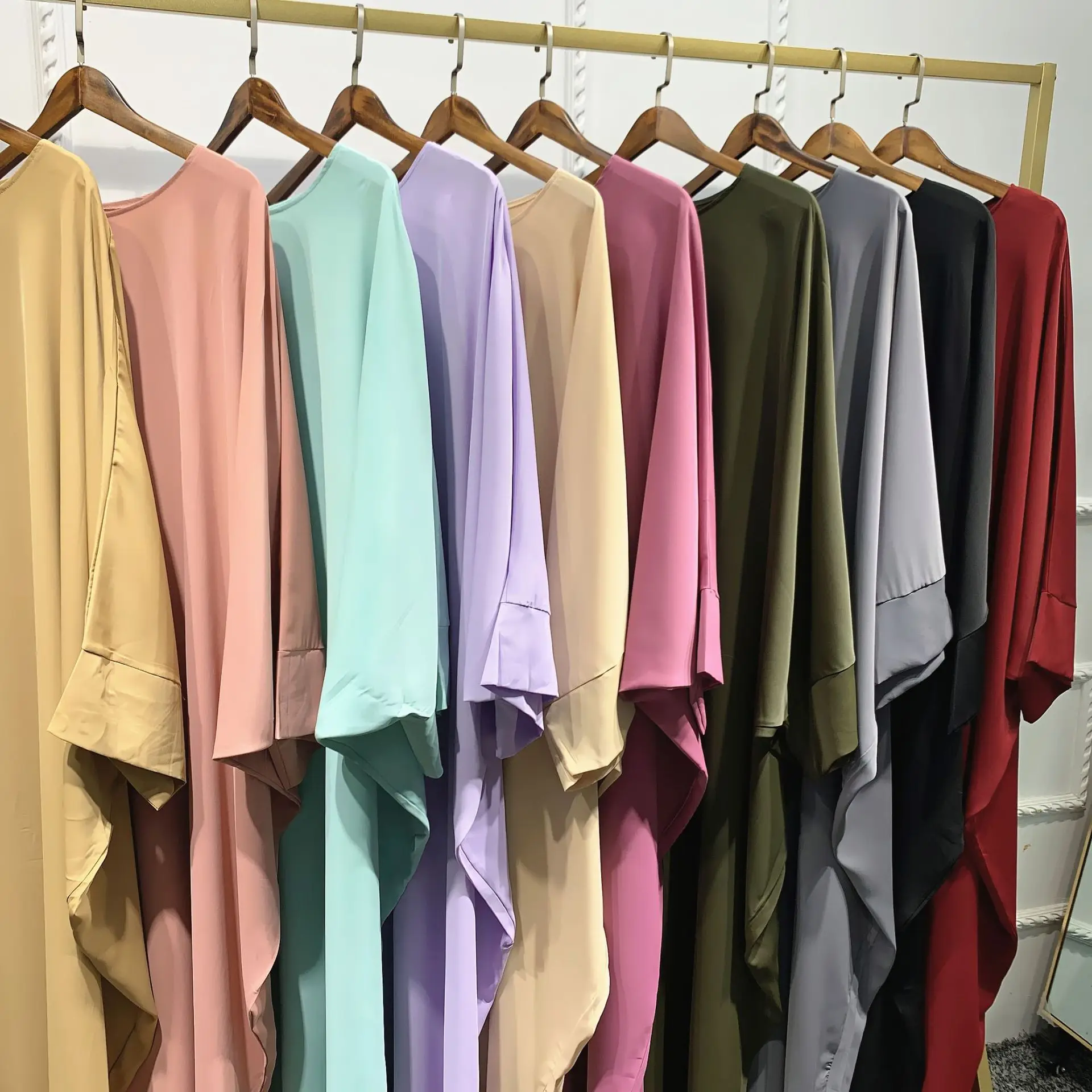 Ramadan Abaya for Women Nida Batwing Sleeve Islamic Clothing Hijab Robe  Dubai Turkey Modest Abayas Muslim Prayer Long Dresses