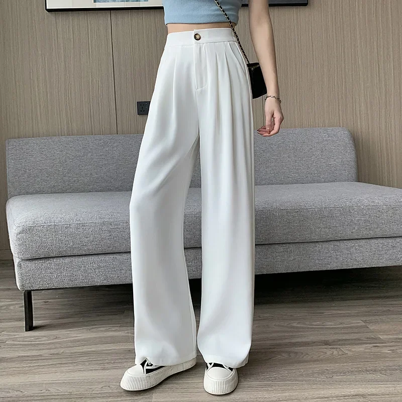 

2024 New White Wide Legged Pants for Women's Spring and Autumn Dropping Straight Tube Pants Loose and Casual Floor Sweeping Pant