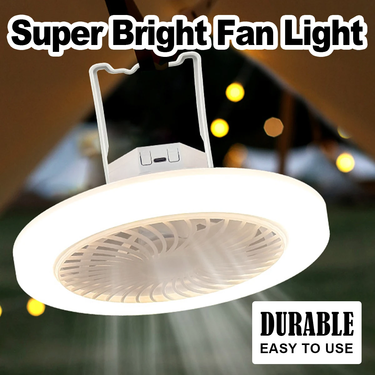 Usb Rechargeable Led Camping Fan Light With Chargeable Floor Outdoor Lanterns Lights Standing Hooked Color Fans Portable Ceiling