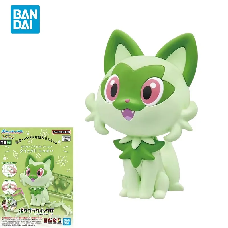 Bandai Original Pokemon Anime Sprigatito Action Figure Toys Collectible Model Ornaments Assembly Model Gifts for Children