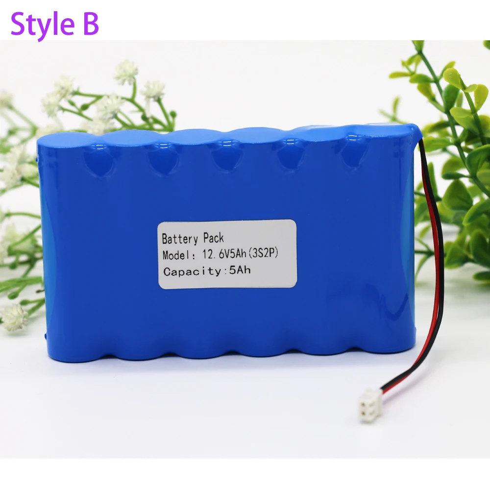 FTJLDC 12V Battery 3S2P 11.1V /12.6V 5000mAh Lithium Battery Pack with 5A BMS for LED Lamp Light Table lamp Backup Power etc