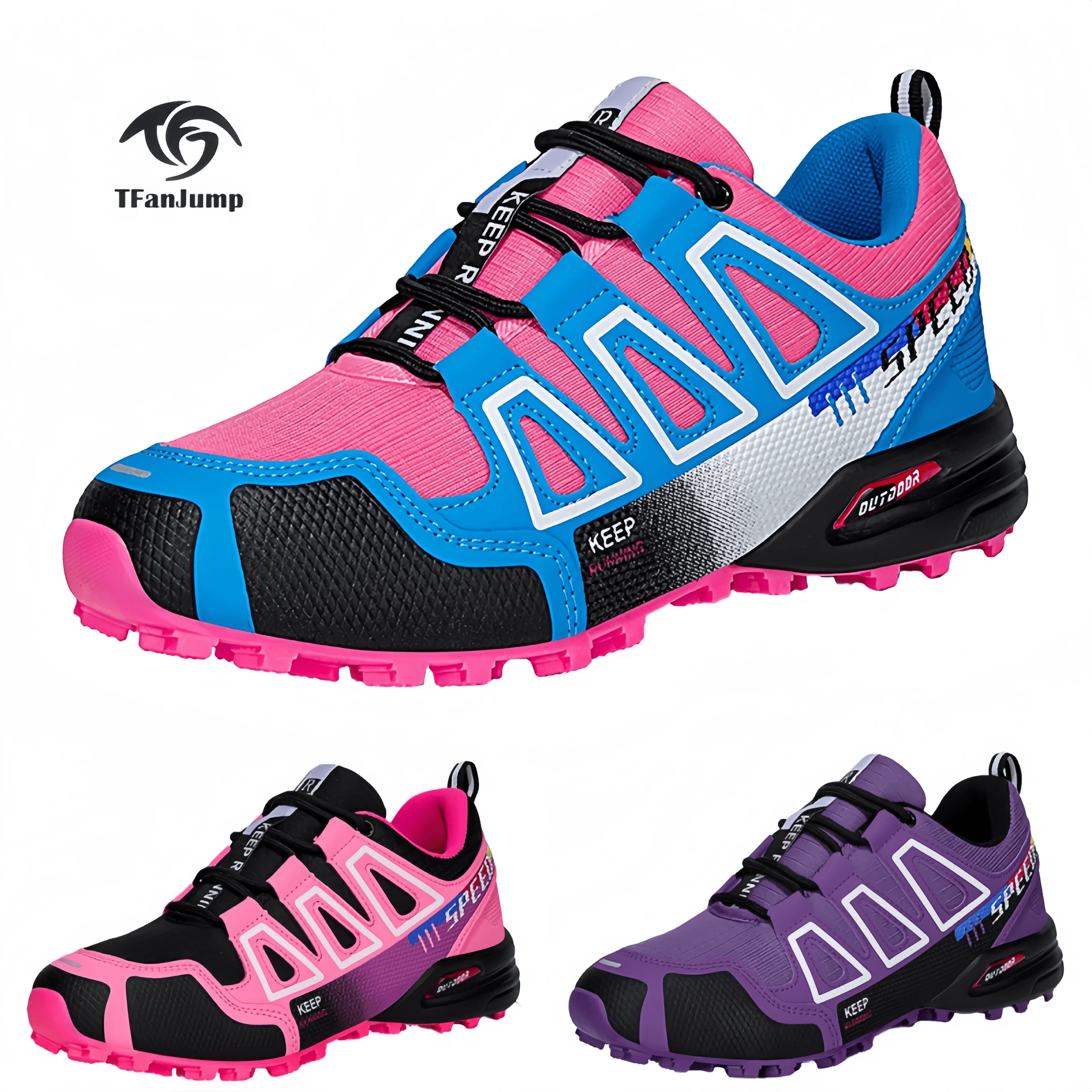 

TFanJump Spring And Autumn Women's Lightweight Hiking Shoes, Multi-tone Fashion Design, Non-slip Hiking Outdoor Sports Shoes