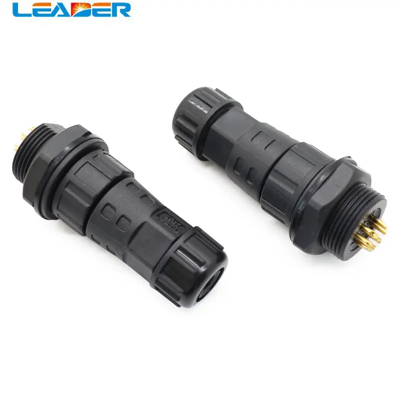 LEADER SOLAR 100 Pcs A Lot M20 Waterproof Wire Connector Plug Socket Wire To Male Panel Field Assembly 2 Pin To 8 Pin for Choose