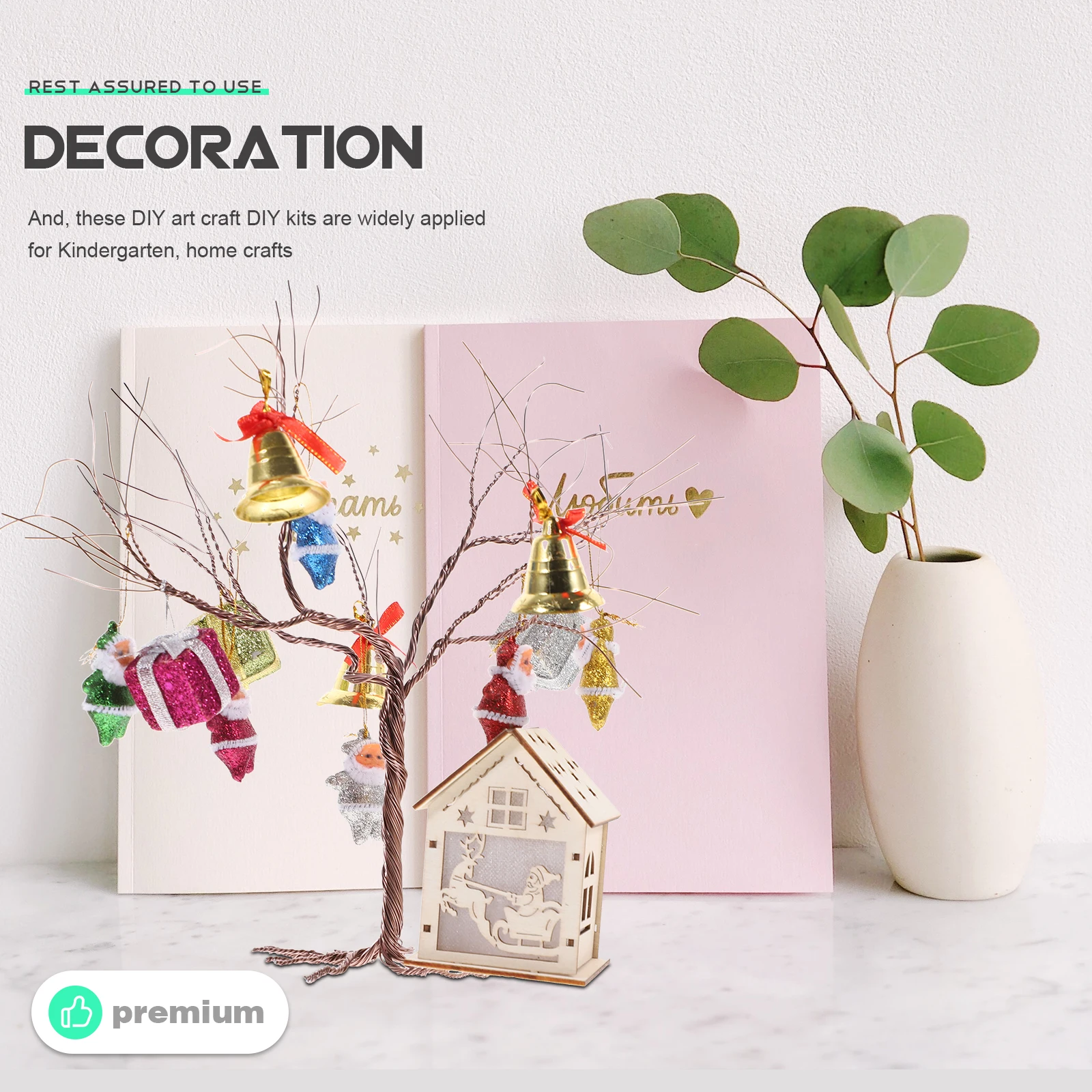 

1set Iron Wire Craft Kit Xmas Decoration Material Set Mini Christmas Tree nament Supplies Kids Handmade Arts Crafts Kits