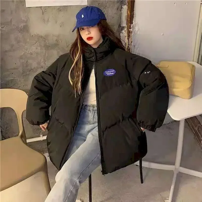 

Foufurieux 2024 Winter Padded Jacket Women Zipper Hooded Korean Mid-length Loose Thicken Warm Quilted Coats Short Female Tops