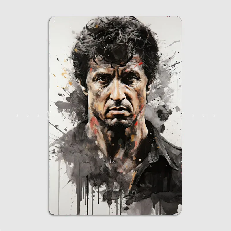 Portrait Sylvester Stallone Poster Metal Plaque Custom Garage Club Wall Pub Plaque Tin Sign Poster Vintage Home Decor Room Decor