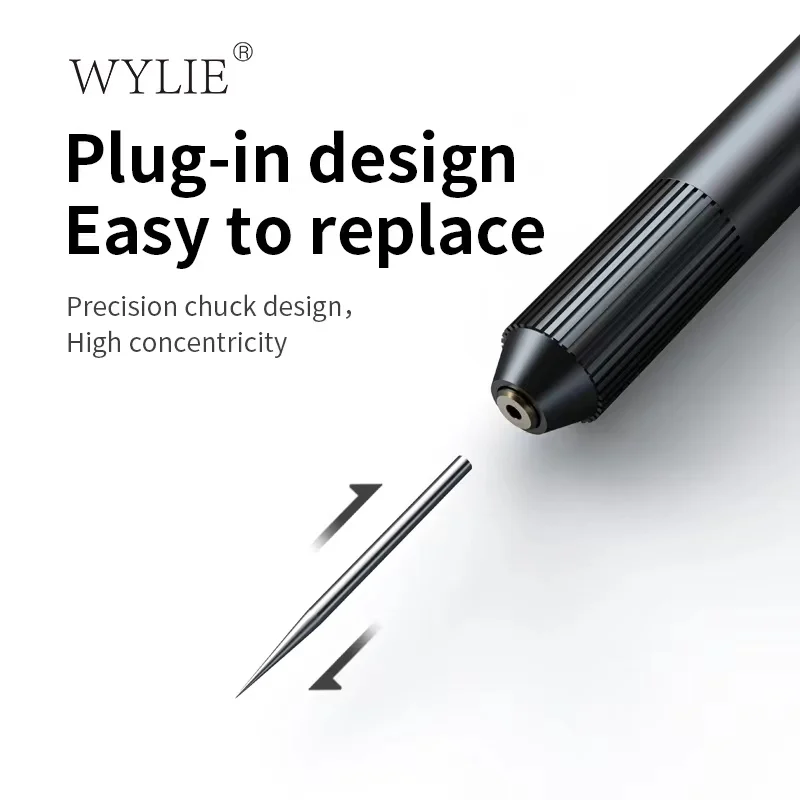 WYLIE Smart Electric Sanding Grinding pen for Mobile Chips Polishing/ 9 pieces Polish tips/USB/Type-C Charger/Polishing/Cutting